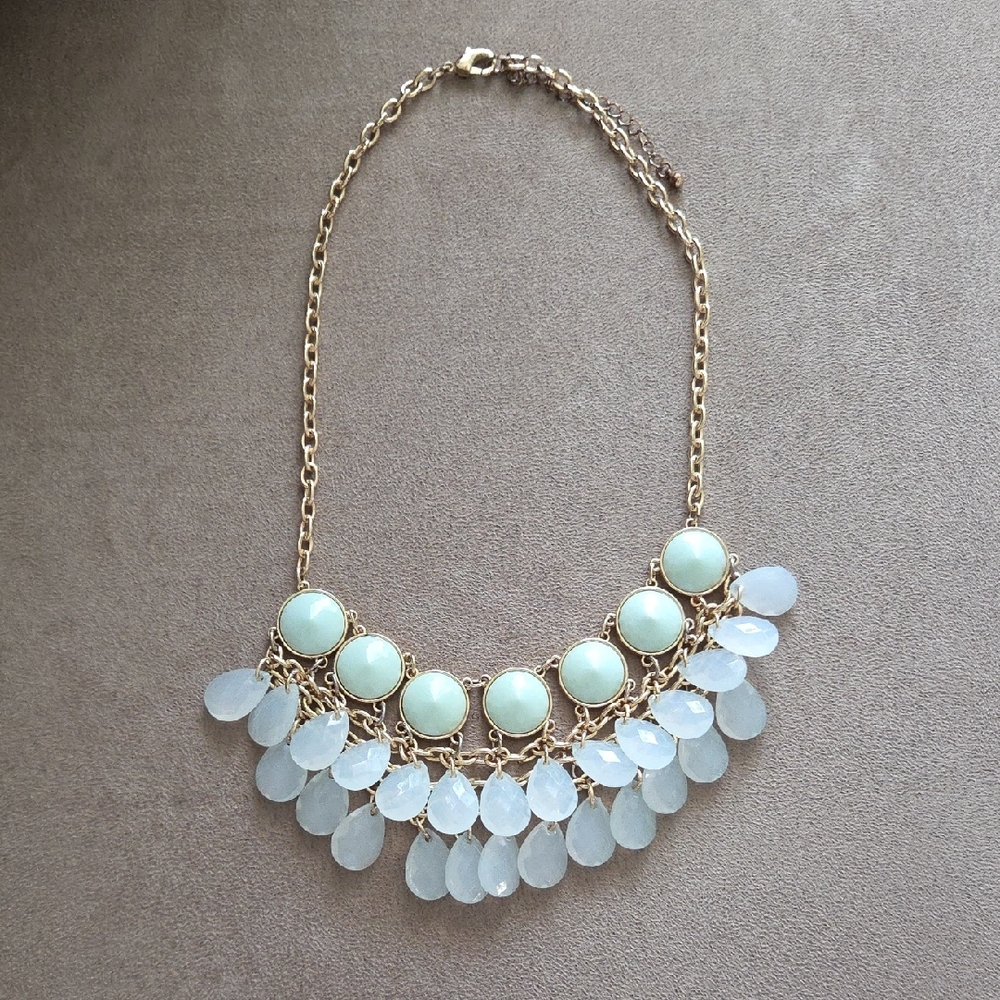 J Crew Gold and Mint Statement Necklace